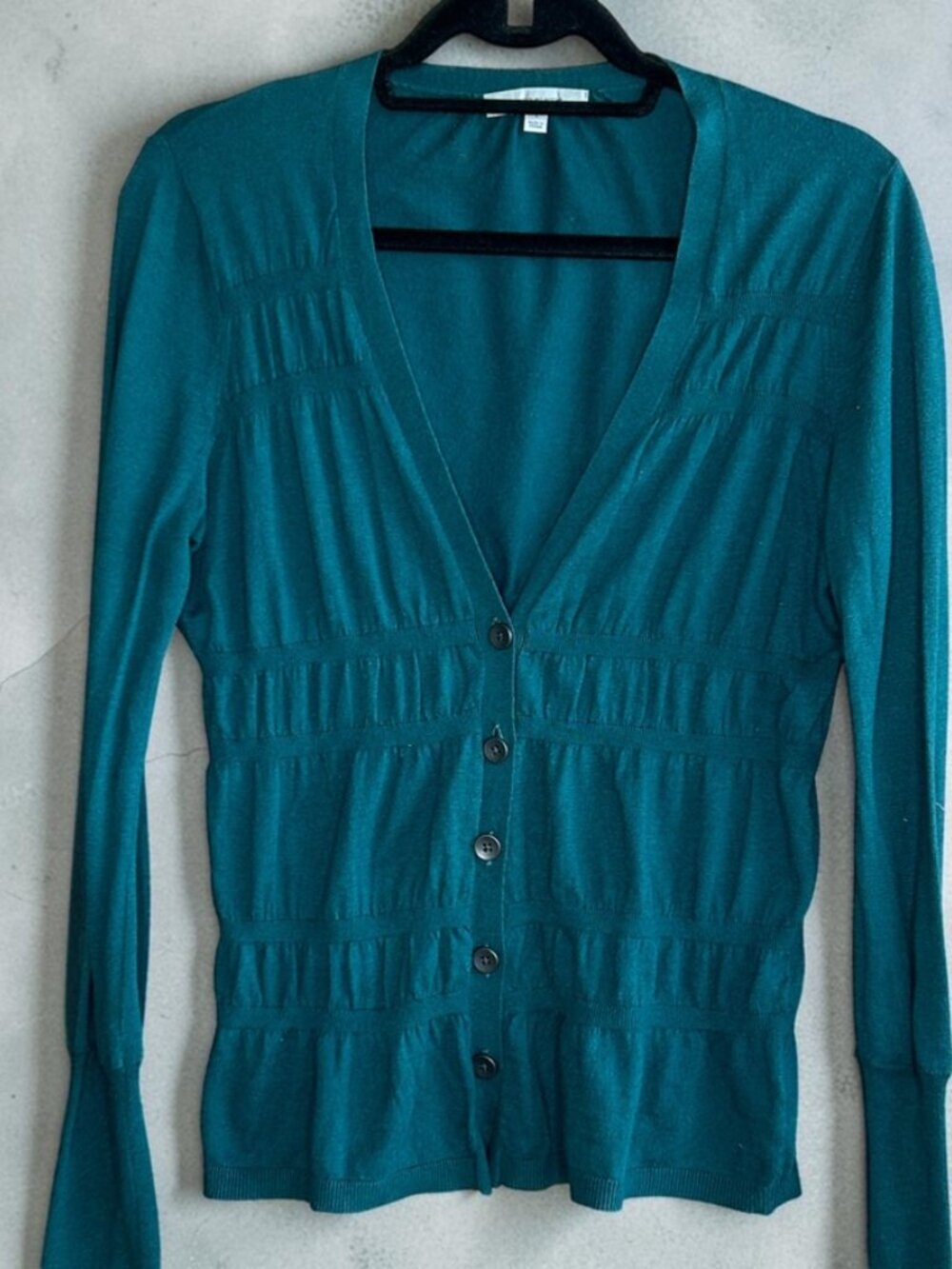 Classiques Entier Dark Teal Lightweight Knit Cardigan Sweater Size Small